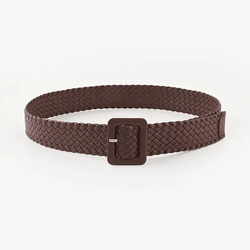 Japanese Pastoral Woven Wide Belt Candy Color Buckle