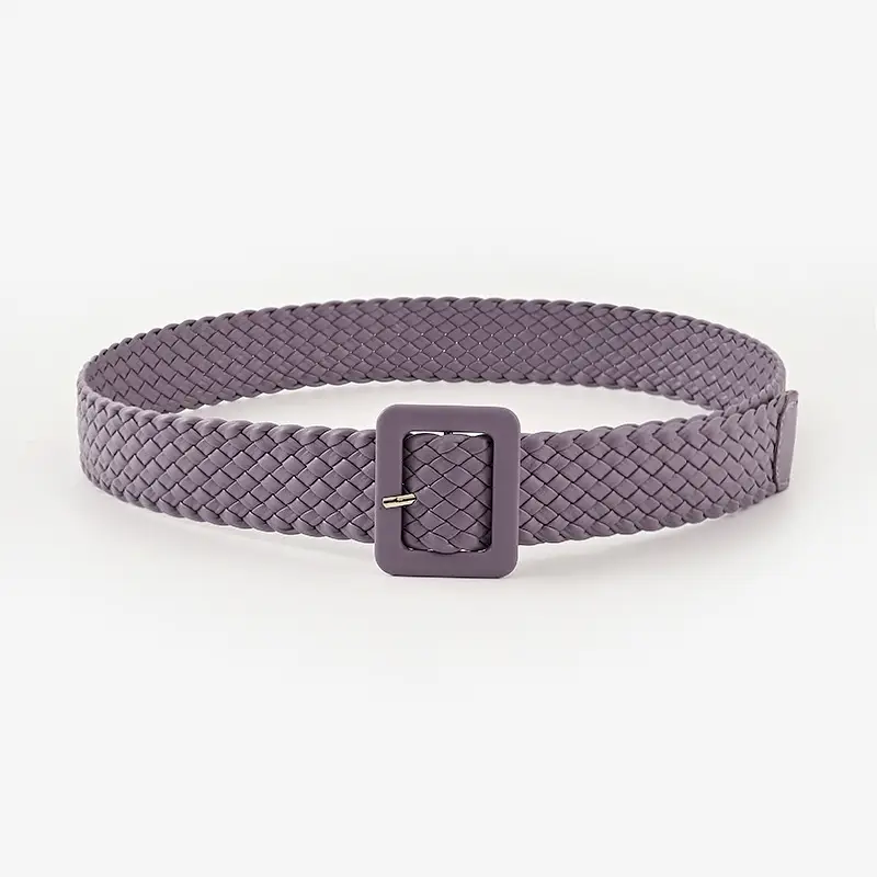 Japanese Pastoral Woven Wide Belt Candy Color Buckle
