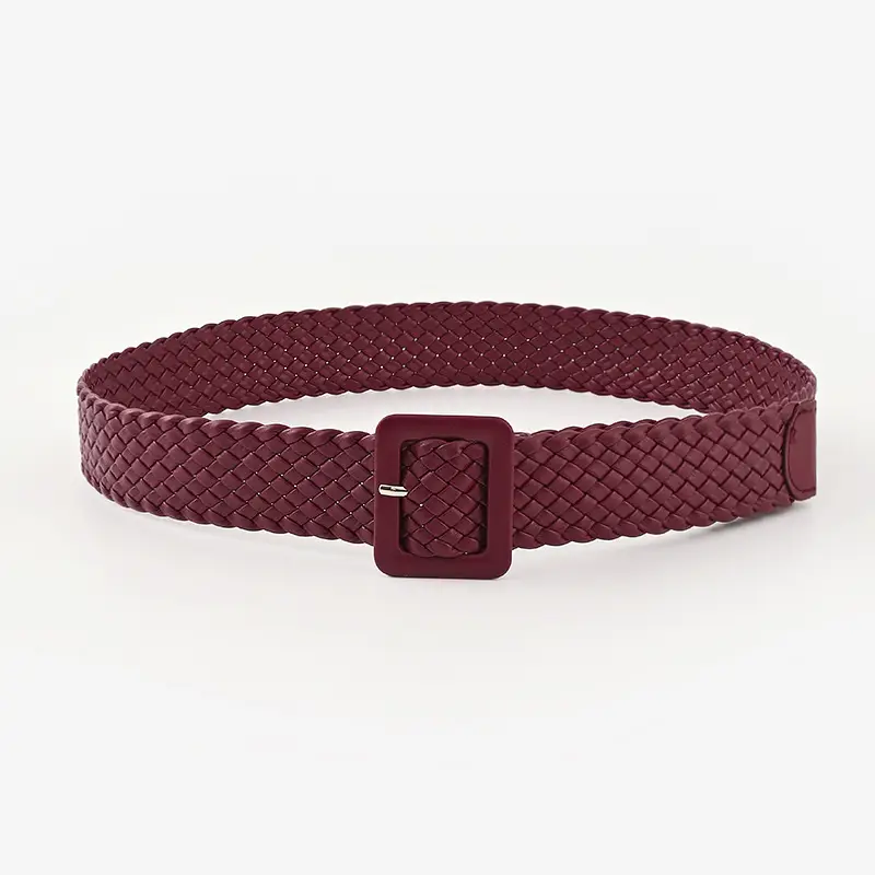 Japanese Pastoral Woven Wide Belt Candy Color Buckle