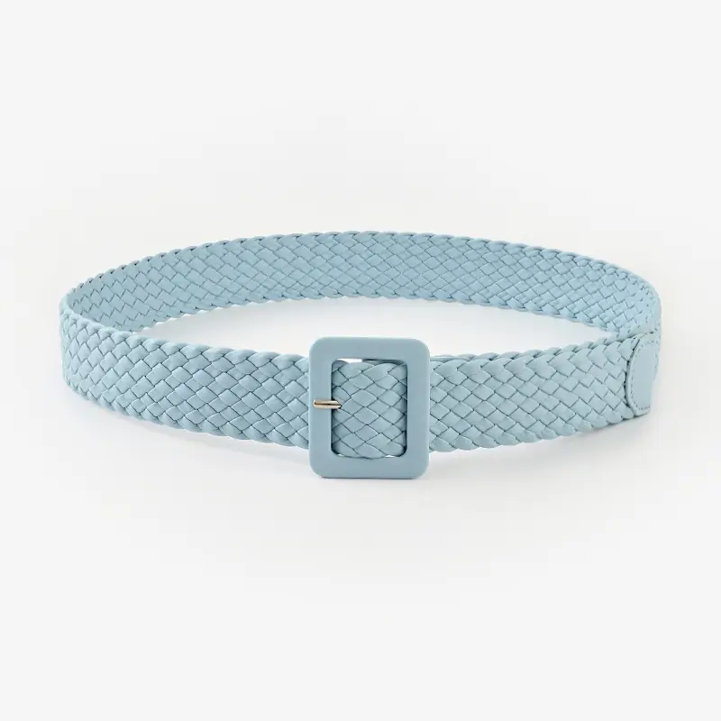 Japanese Pastoral Woven Wide Belt Candy Color Buckle