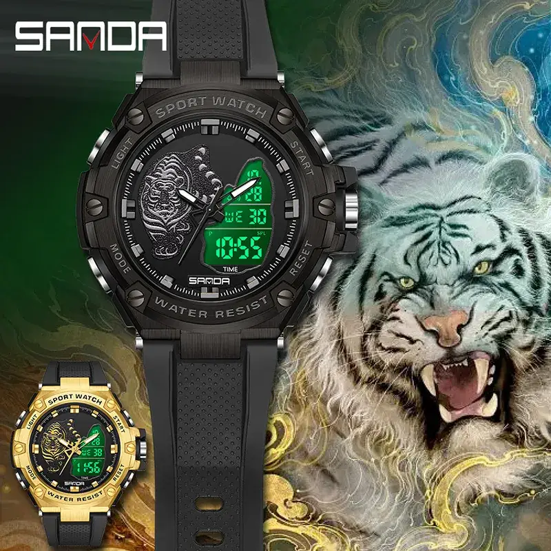 Sanda Black Waterproof Digital Men's Watch