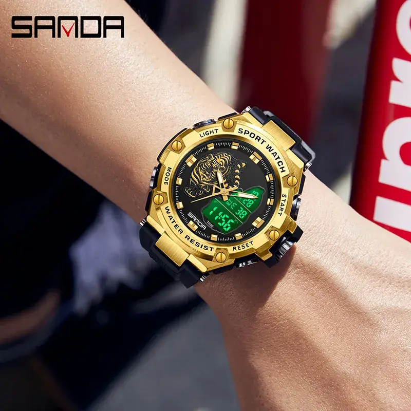 Sanda Black Waterproof Digital Men's Watch