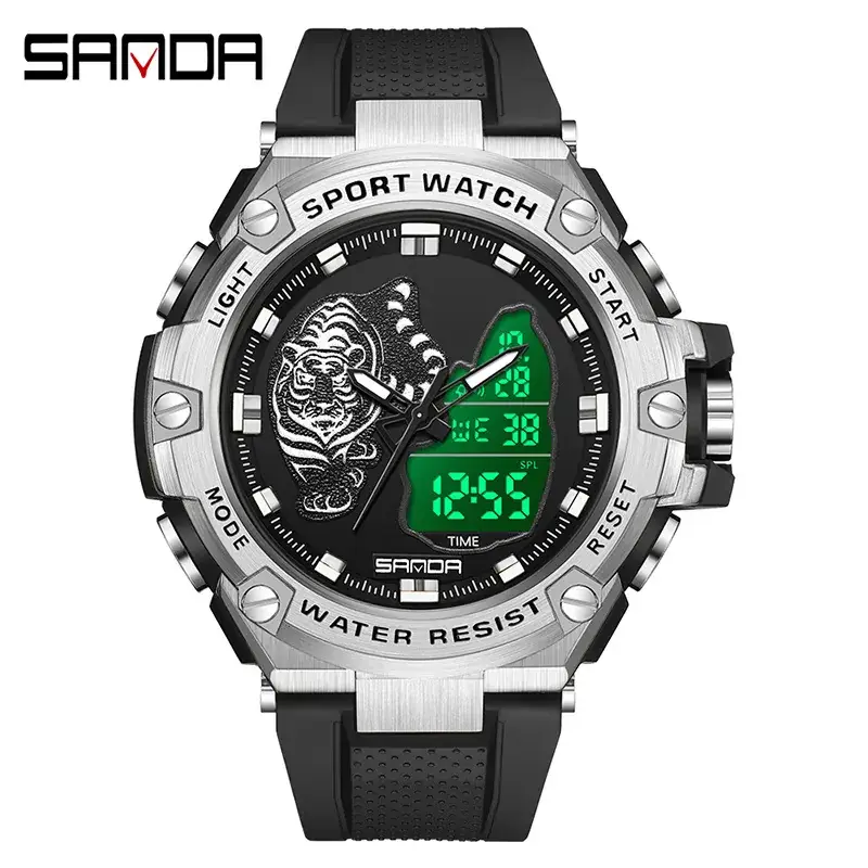 Sanda Black Waterproof Digital Men's Watch