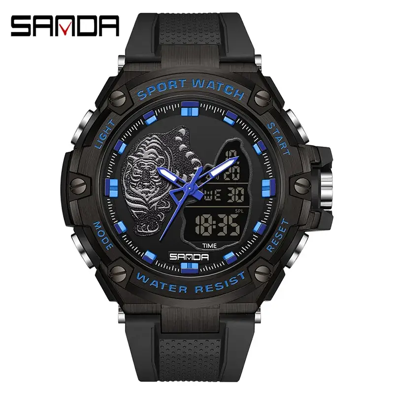 Sanda Black Waterproof Digital Men's Watch