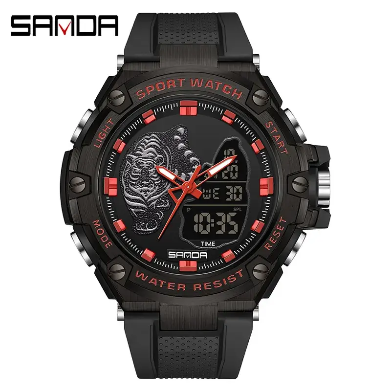 Sanda Black Waterproof Digital Men's Watch