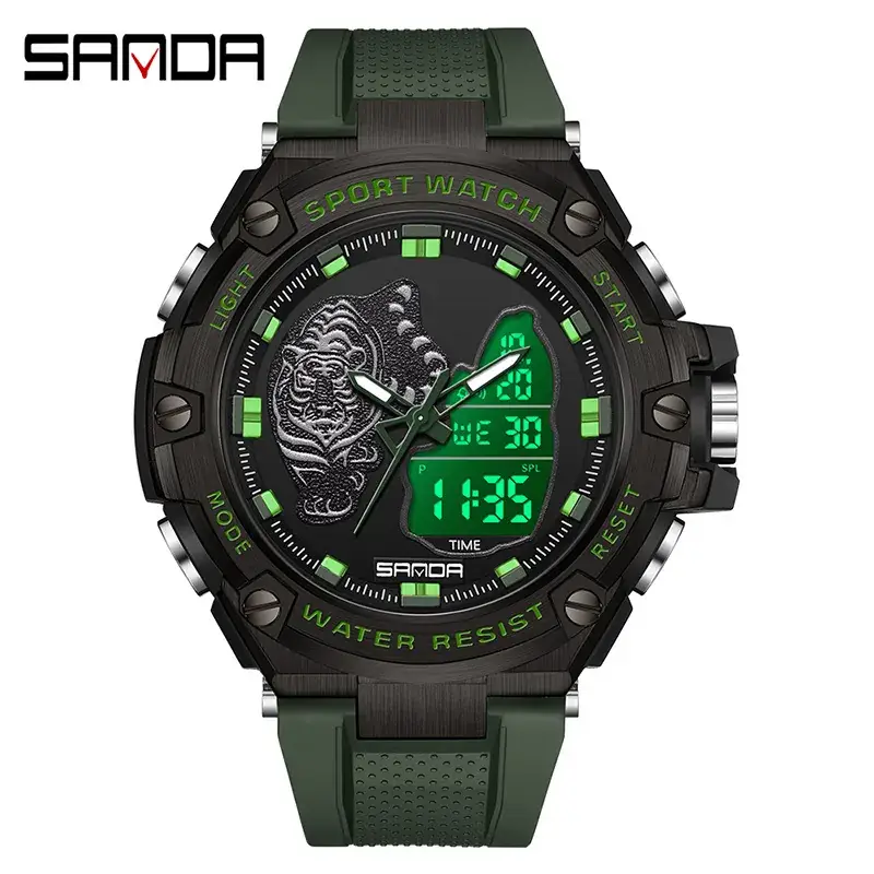 Sanda Black Waterproof Digital Men's Watch