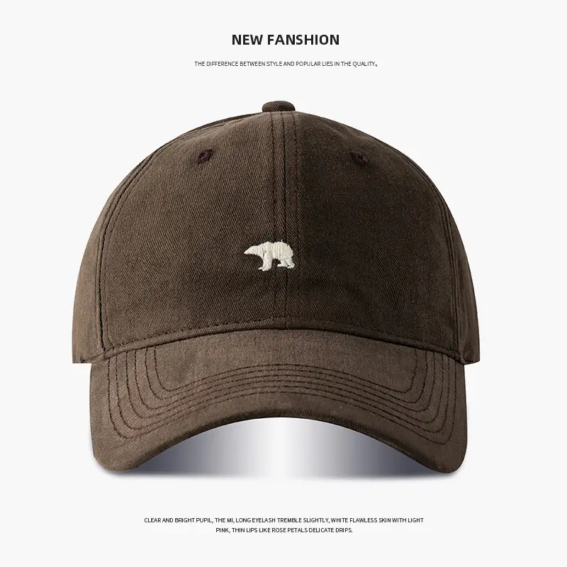 Big Head Embroidered Baseball Cap Winter Suede Black White Blue - Image 5