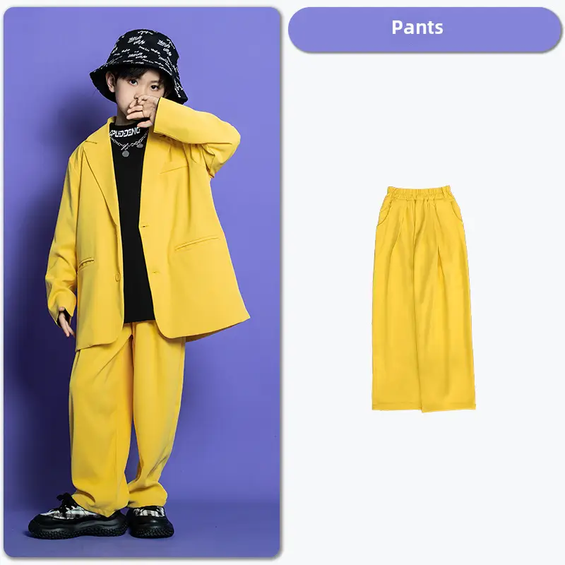 Kids Hip Hop Street Dance Outfit Yellow Black Set - Image 10