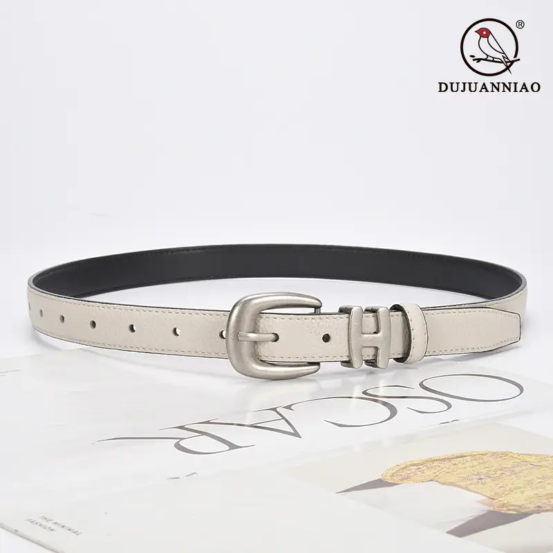 Black Vintage Pin Buckle Genuine Leather Belt for Women