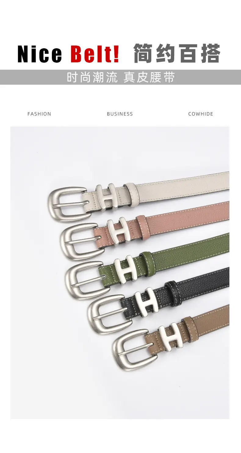 Black Vintage Pin Buckle Genuine Leather Belt for Women — feature 14