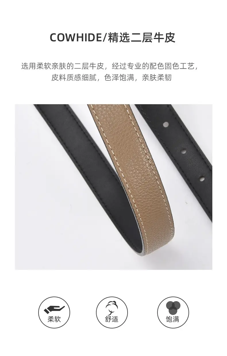 Black Vintage Pin Buckle Genuine Leather Belt for Women — feature 16