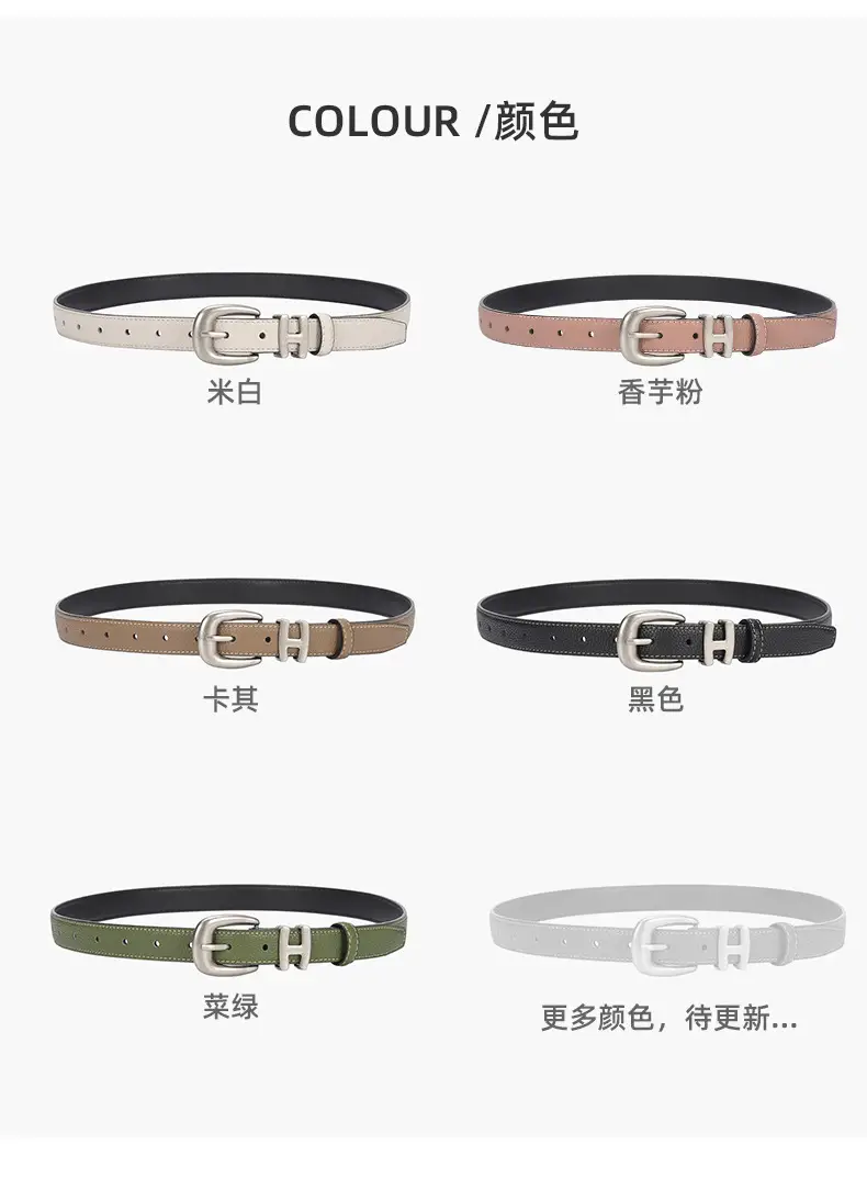 Black Vintage Pin Buckle Genuine Leather Belt for Women — feature 19
