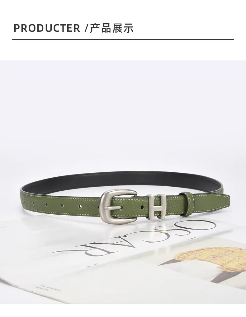 Black Vintage Pin Buckle Genuine Leather Belt for Women — feature 20