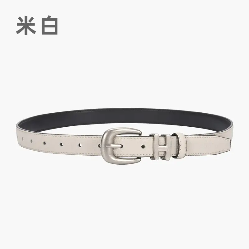Black Vintage Pin Buckle Genuine Leather Belt for Women