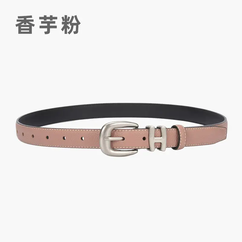 Black Vintage Pin Buckle Genuine Leather Belt for Women
