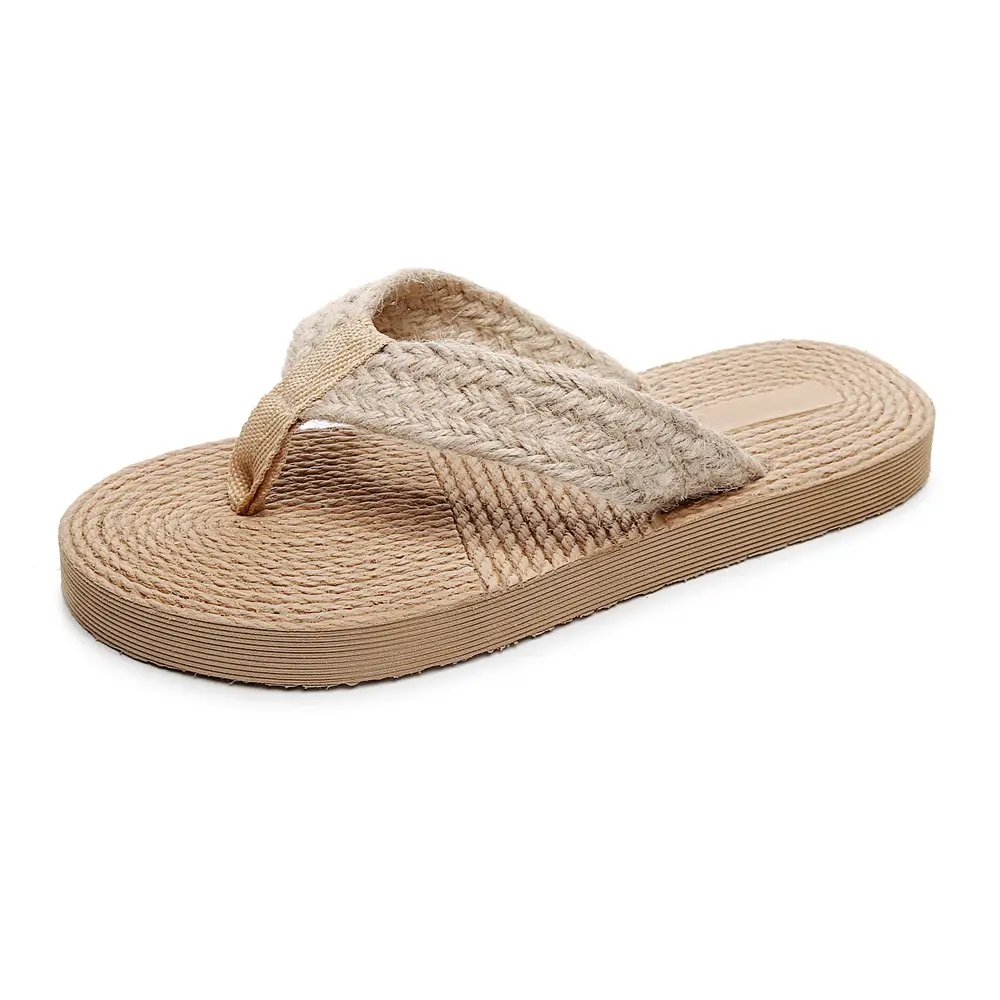 New imitation straw travel hemp bottom women's sandals Korean wave outerwear flip-flops fashion beach flip-flops women's slippers wholesale