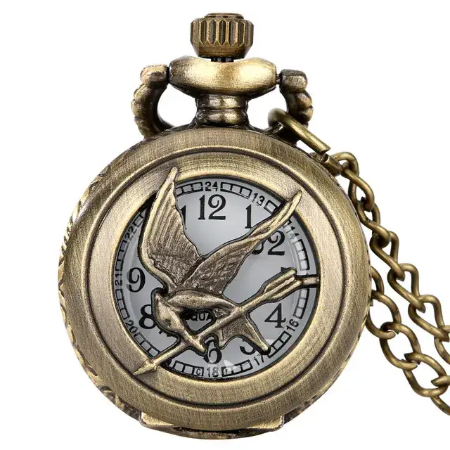 Vintage Bronze Steampunk Pocket Watch with Chain