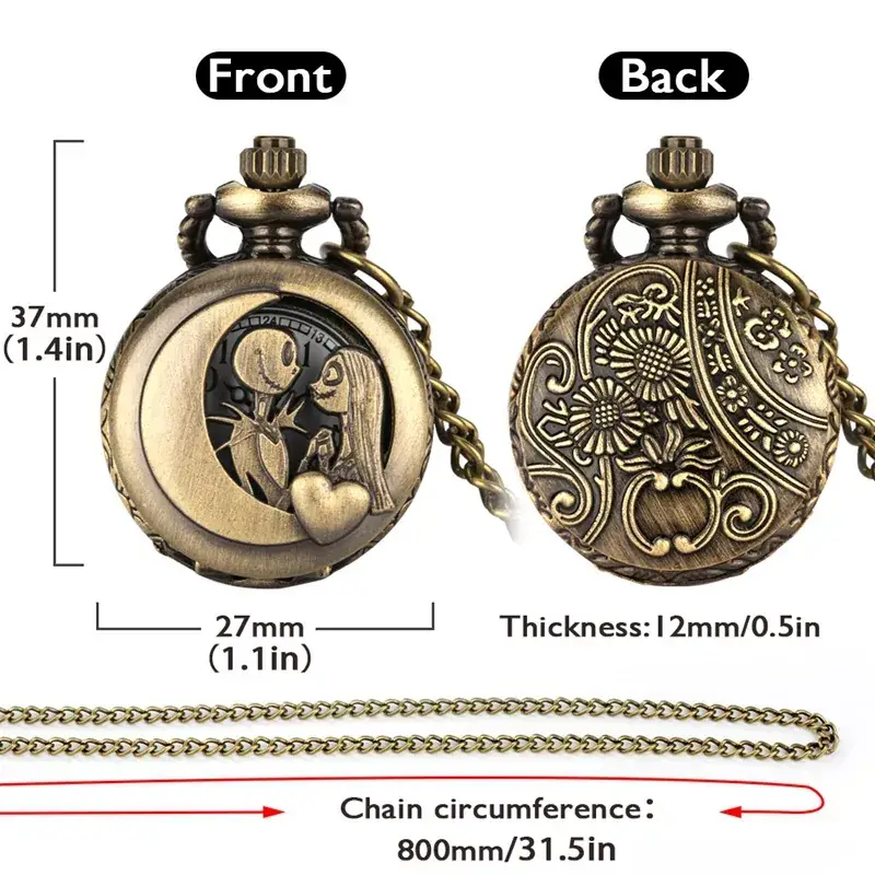 Vintage Bronze Steampunk Pocket Watch with Chain — feature 17
