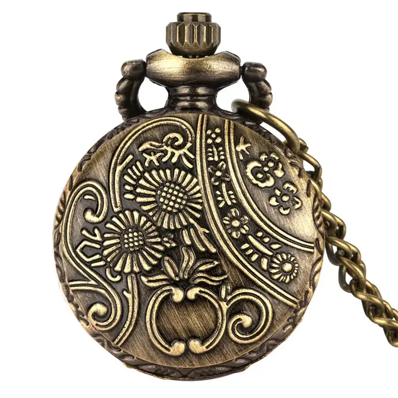 Vintage Bronze Steampunk Pocket Watch with Chain — feature 18