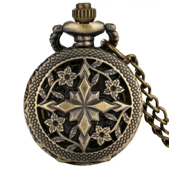 Vintage Bronze Steampunk Pocket Watch with Chain