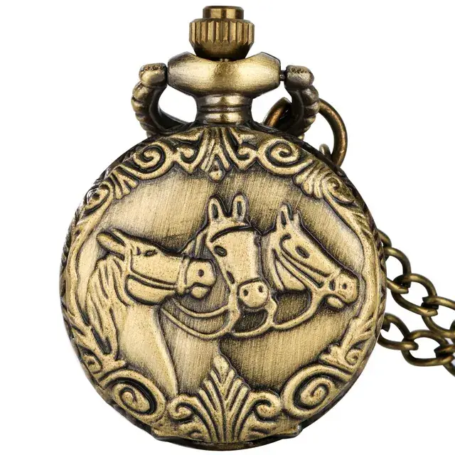 Vintage Bronze Steampunk Pocket Watch with Chain
