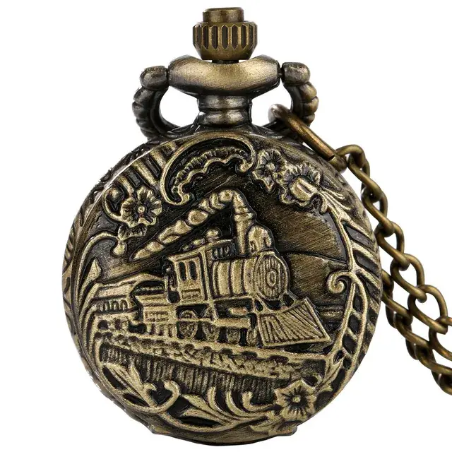 Vintage Bronze Steampunk Pocket Watch with Chain