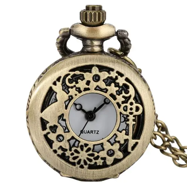 Vintage Bronze Steampunk Pocket Watch with Chain