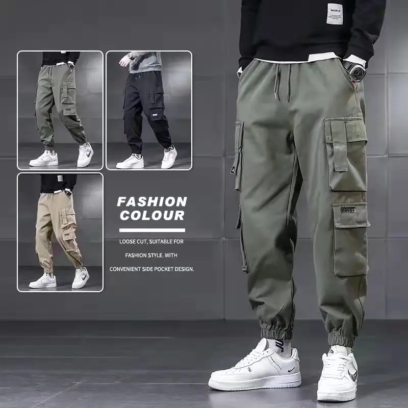 Men Fleece Lined Multi-Pocket Joggers Large Winter Casual - Image 10