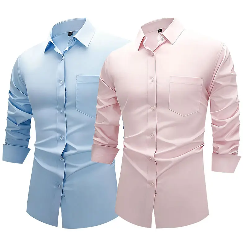 Men's Light Blue Elastic Waist Long Sleeve Shirt - Image 17