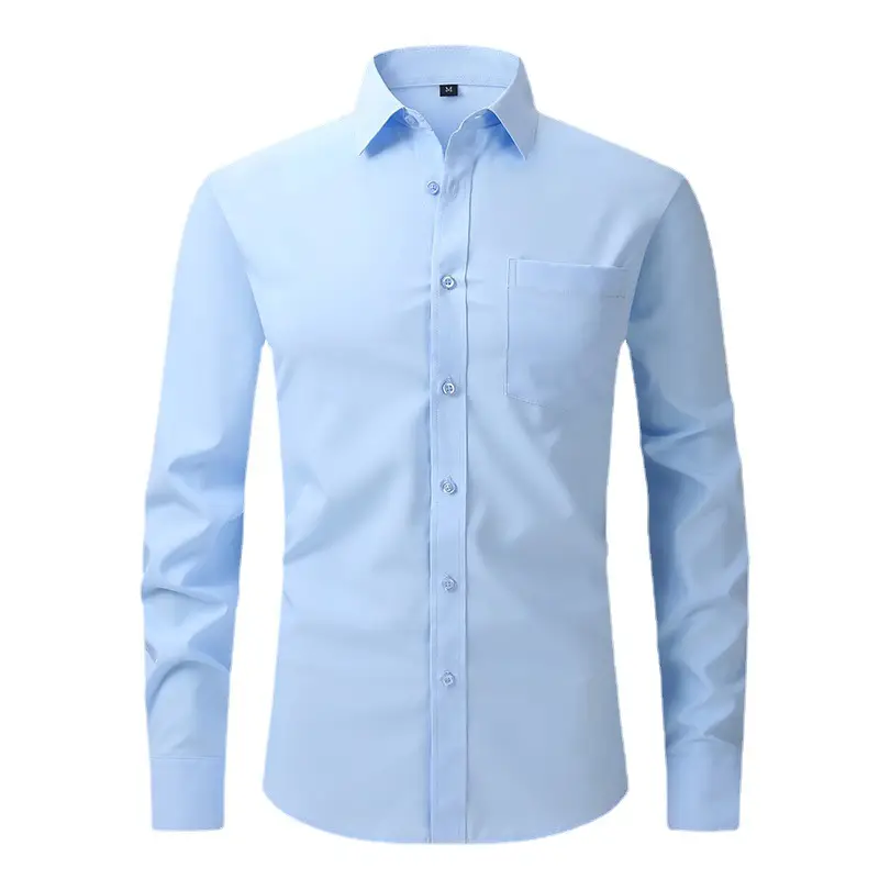 Men's Light Blue Elastic Waist Long Sleeve Shirt - Image 20