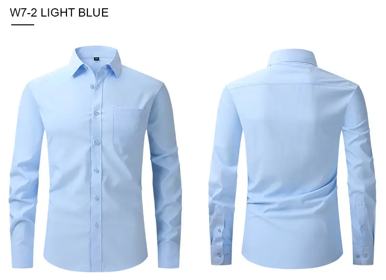 Men's Light Blue Elastic Waist Long Sleeve Shirt — feature 27