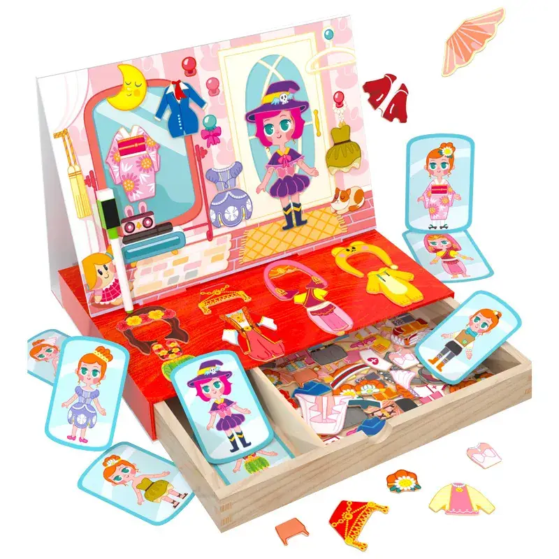Magnetic Puzzle Toy for Girls Wooden Double-Sided Drawing Board - Image 6