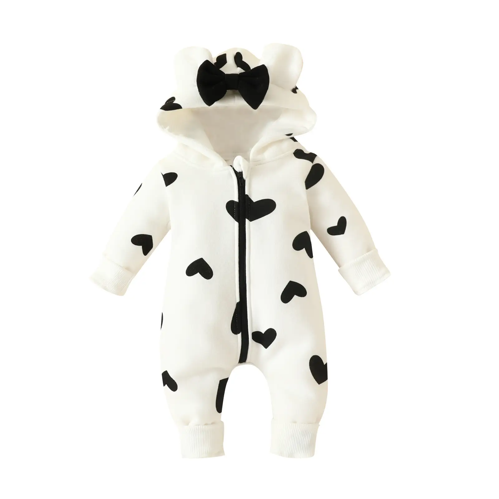 Pink Heart Zipper Hooded Baby Suit for Girls — feature 19