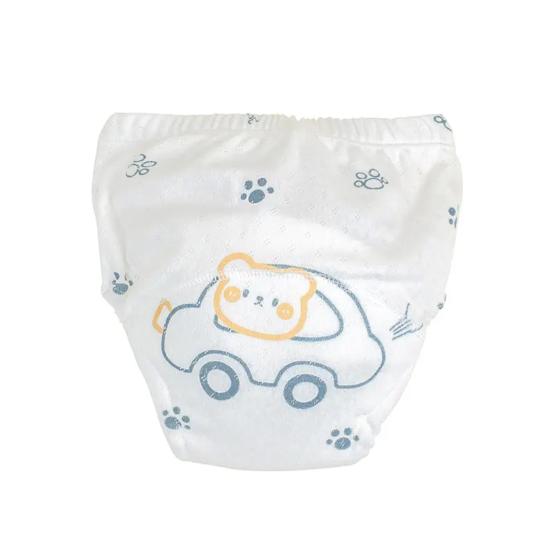 Leak-Proof Baby Potty Training Pants White Blue Design - Image 11