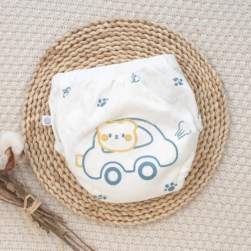 Leak-Proof Baby Potty Training Pants White Blue Design - Image 3