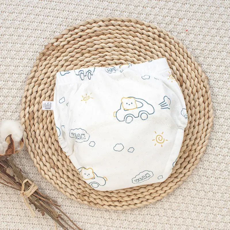 Leak-Proof Baby Potty Training Pants White Blue Design - Image 5