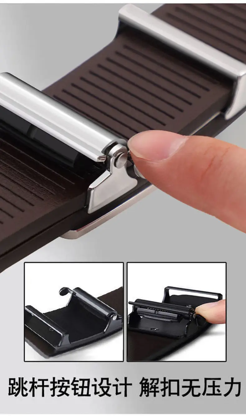 Zodiac Leather Belt for Men Black Automatic Buckle — feature 5