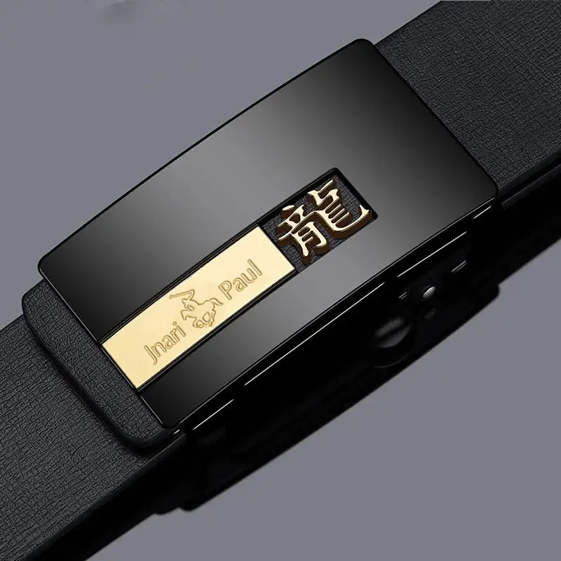 Zodiac Leather Belt for Men Black Automatic Buckle