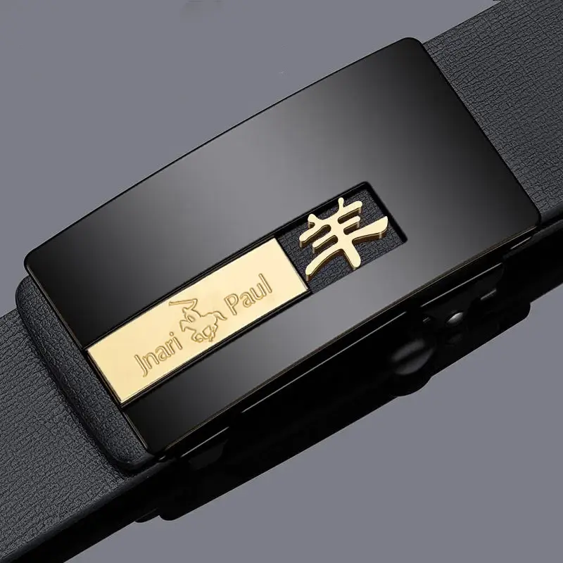 Zodiac Leather Belt for Men Black Automatic Buckle