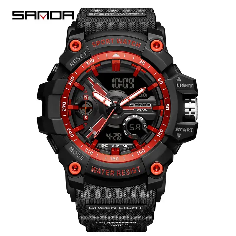 Sanda Red LED Digital Sport Watch with Multi-Function Display - Image 3