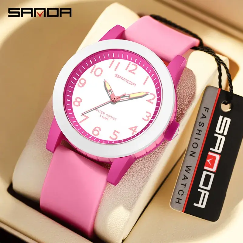 Sanda Pink Silicone Women's Quartz Watch - Image 17