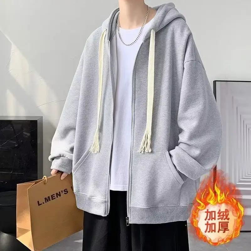Men's Black Woven Rope Hooded Cardigan Sweater Oversize Coat — feature 2