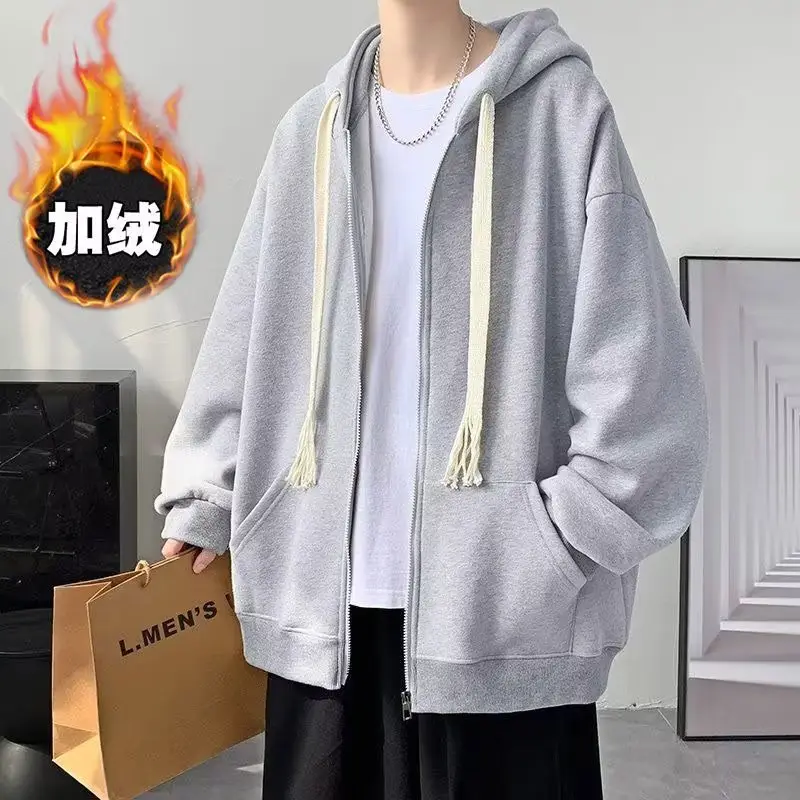 Men's Black Woven Rope Hooded Cardigan Sweater Oversize Coat — feature 4