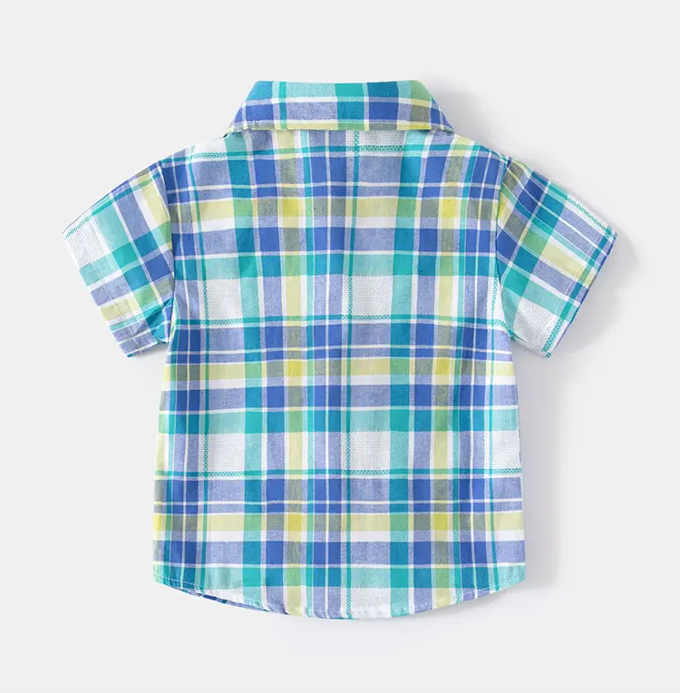 2023 New Summer Boys Plaid Shirt Large — feature 7