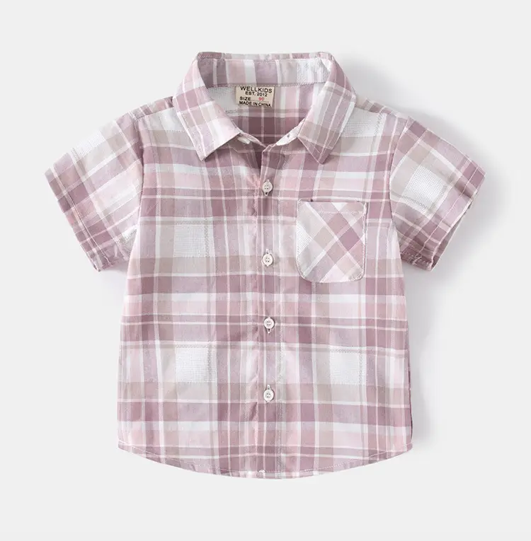 2023 New Summer Boys Plaid Shirt Large — feature 8