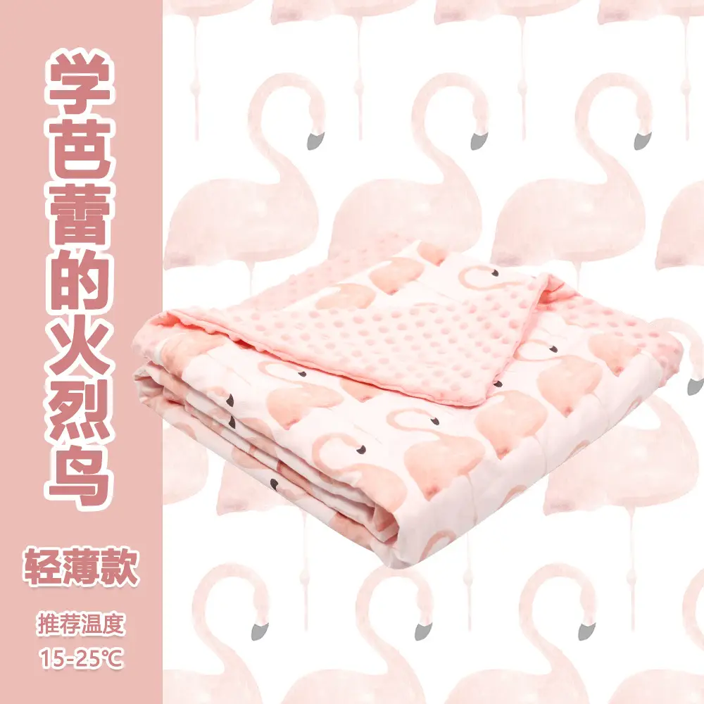 Pink Cartoon Baby Blanket with Soft Bean Cover