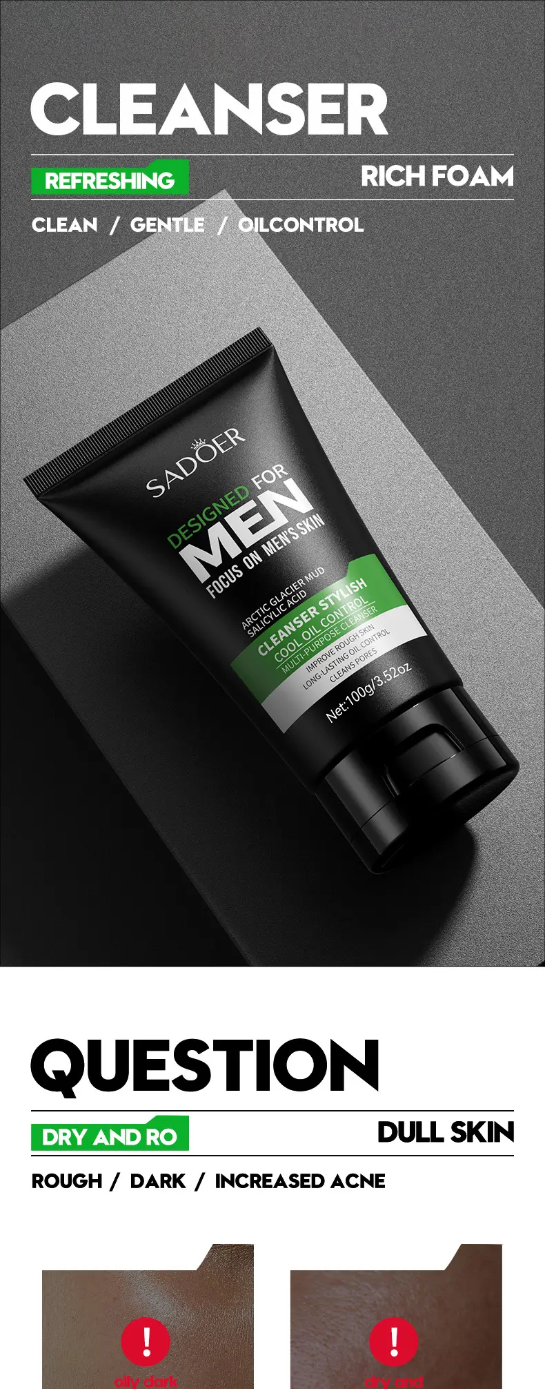 Men's Cool Facial Cleanser 100g Cross-Border Wholesale — feature 1