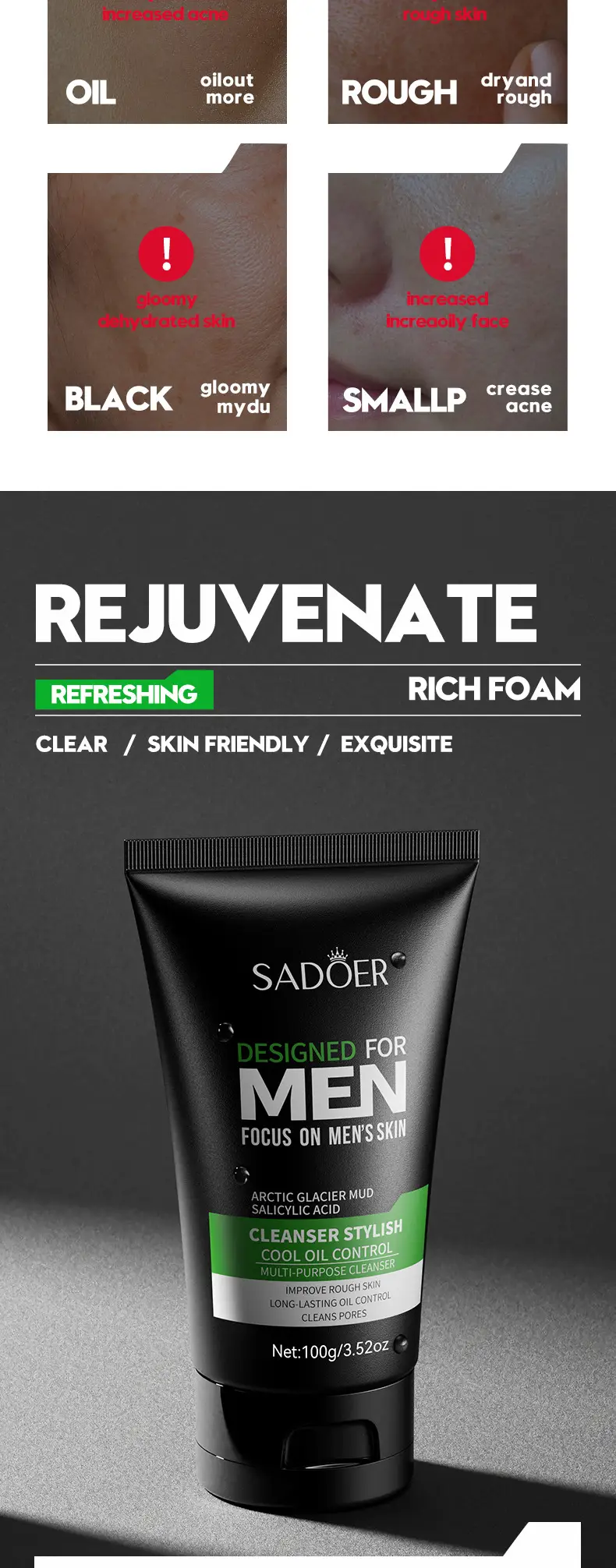 Men's Cool Facial Cleanser 100g Cross-Border Wholesale — feature 2