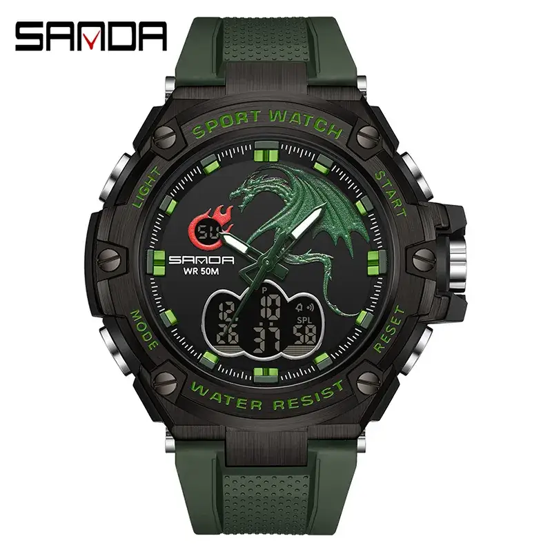Sanda Black Cross-Border Electronic Watch Waterproof Men's Watch - Image 11