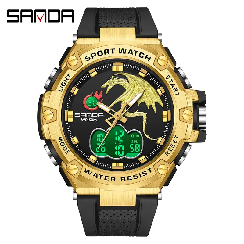 Sanda Black Cross-Border Electronic Watch Waterproof Men's Watch - Image 4
